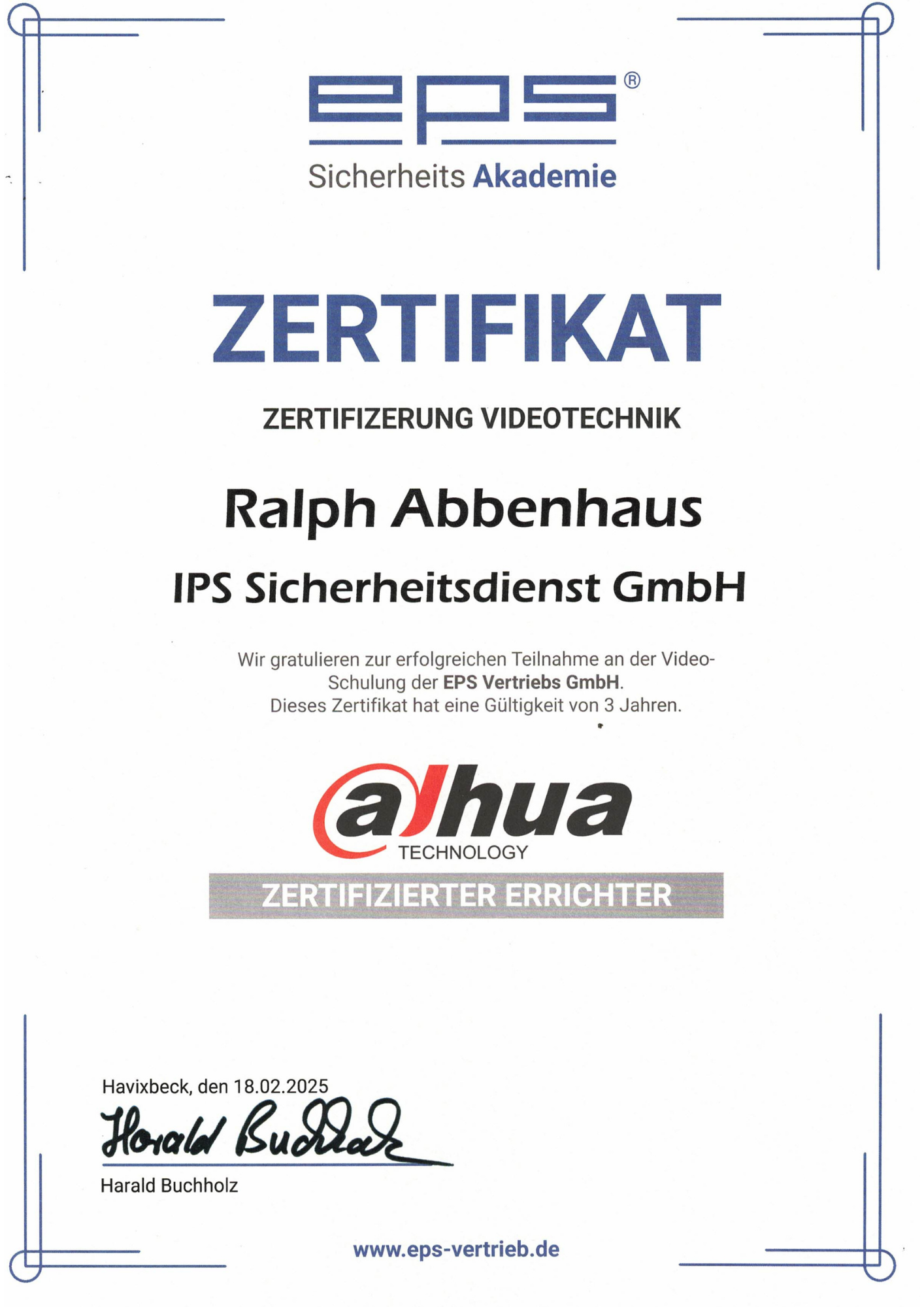 Zertifizierter Errichter (Dahua Videotechnik) Vorschau